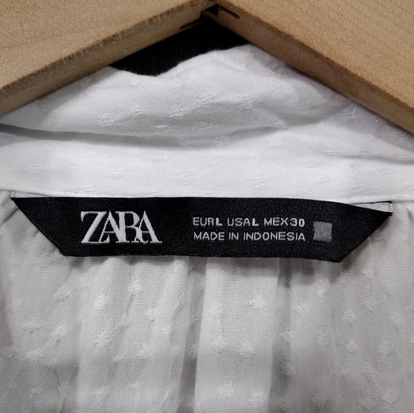 Zara Neck Tie Ruffle Blouse Women's L White Preppy Academia Victorian Retro 90s - Picture 7 of 7